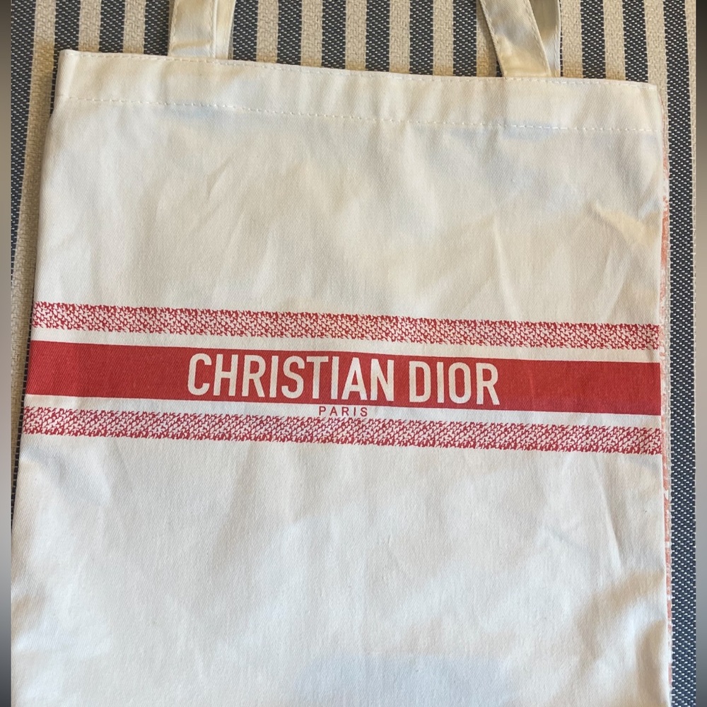 Dior White and Red Tote Bag
